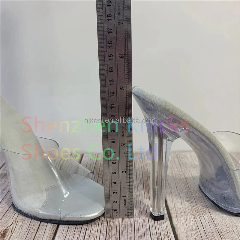 Crystal transparent Bikini model bodybuilding special sexy high heels standard heel height 12cm waterproof platform 1cm