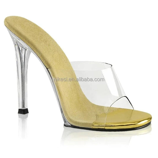 Crystal transparent Bikini model bodybuilding special sexy high heels standard heel height 12cm waterproof platform 1cm
