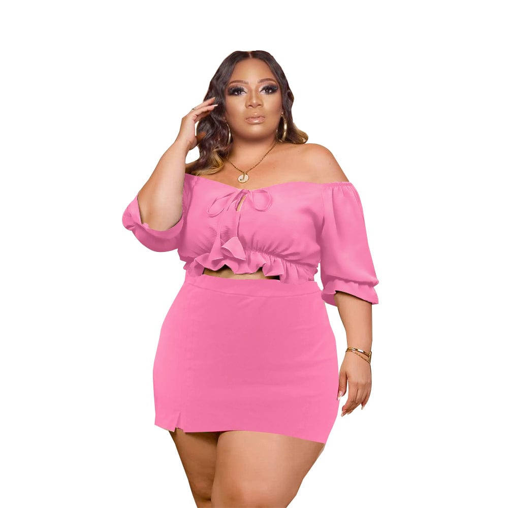 Custom 2022 New Arrival Summer Ladies Two Piece Sets Solid Color Dress Set Casual Skirt Women Clothing Two Piece Skirt Set
