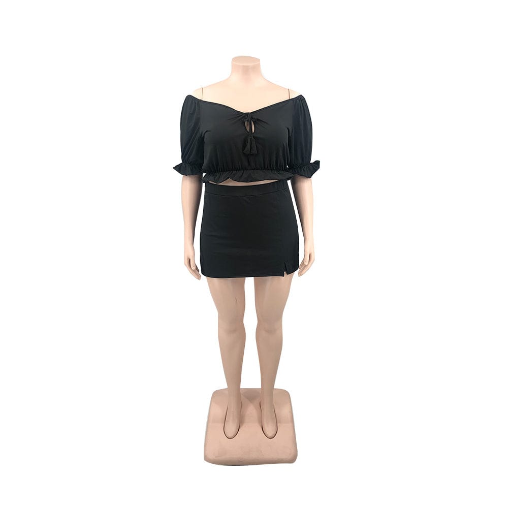 Custom 2022 New Arrival Summer Ladies Two Piece Sets Solid Color Dress Set Casual Skirt Women Clothing Two Piece Skirt Set