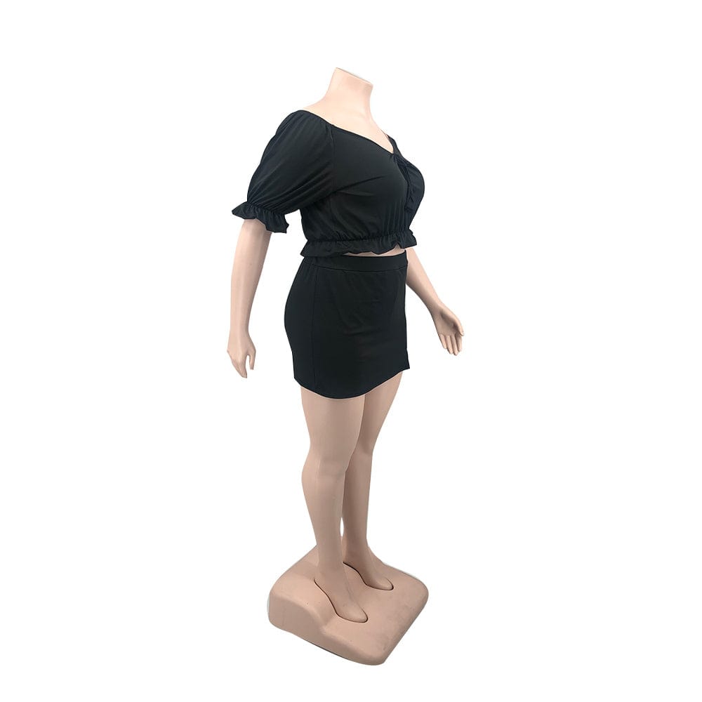 Custom 2022 New Arrival Summer Ladies Two Piece Sets Solid Color Dress Set Casual Skirt Women Clothing Two Piece Skirt Set