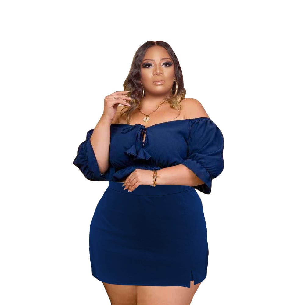 Custom 2022 New Arrival Summer Ladies Two Piece Sets Solid Color Dress Set Casual Skirt Women Clothing Two Piece Skirt Set