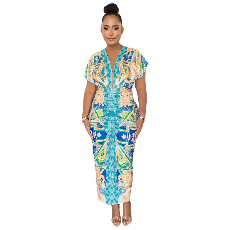 custom african women lady wax digital flower all over print summer vintage sublimation long maxi dress for women floral print