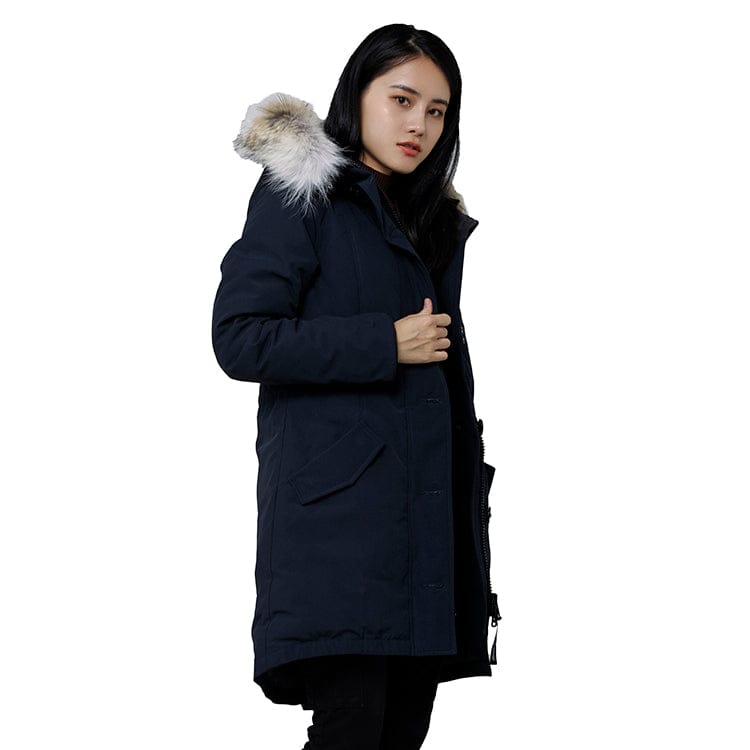 Custom design best woman canadian winter long custom jacket coat hooded winter xxxl woman down parka with hooded collar