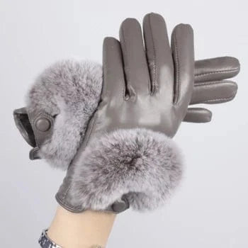 Custom design texting winter women real leather rex rabbit fur gloves