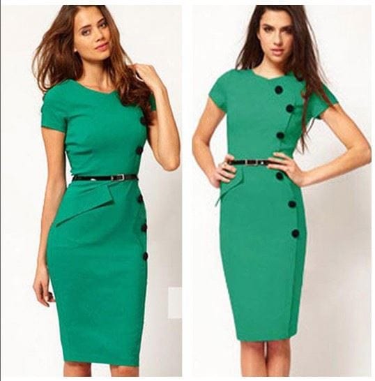 Custom Fashion Women's Formal Elegant Dress With A-line Button Official Pencil Dress Summer Slim Dress Solid Women Fall Kleid