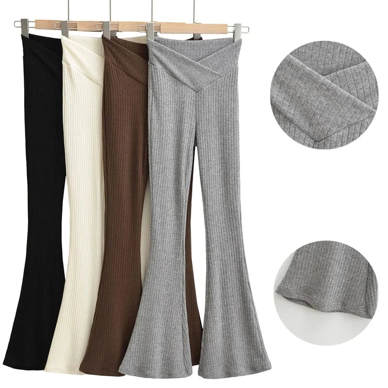 Custom High Quality Women Trousers Office Slim Flared Pants V Waistband Female Trousers Women Joggers Pants