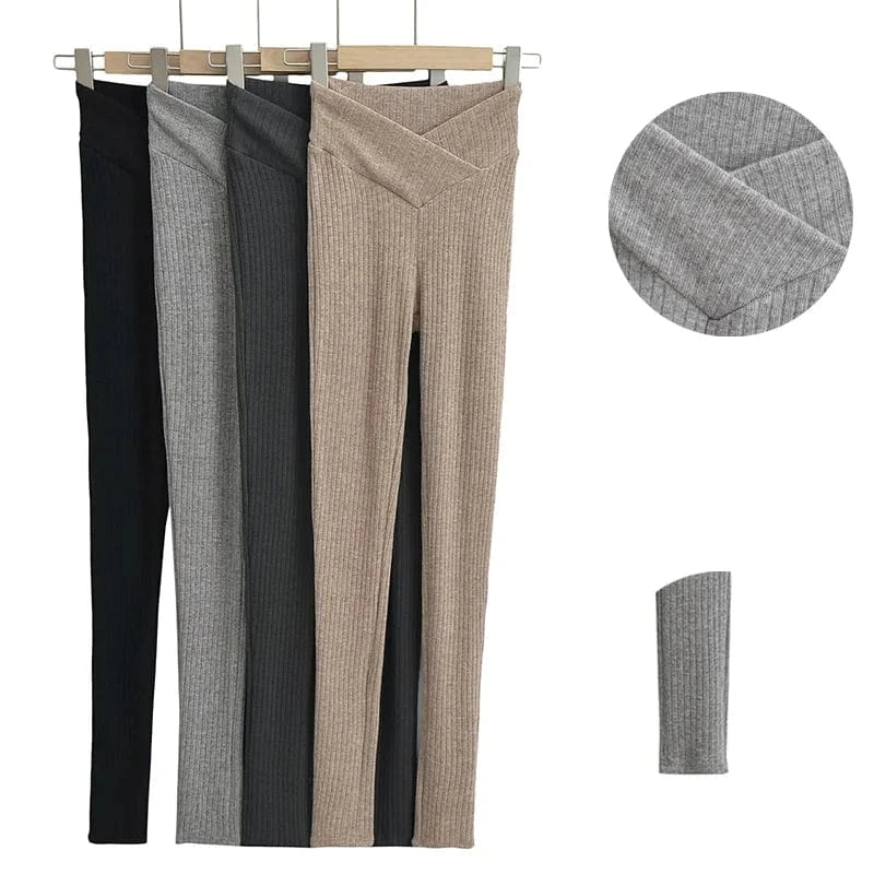 Custom High Quality Women Trousers Office Slim Pants V Waistband legging Women Joggers Pants