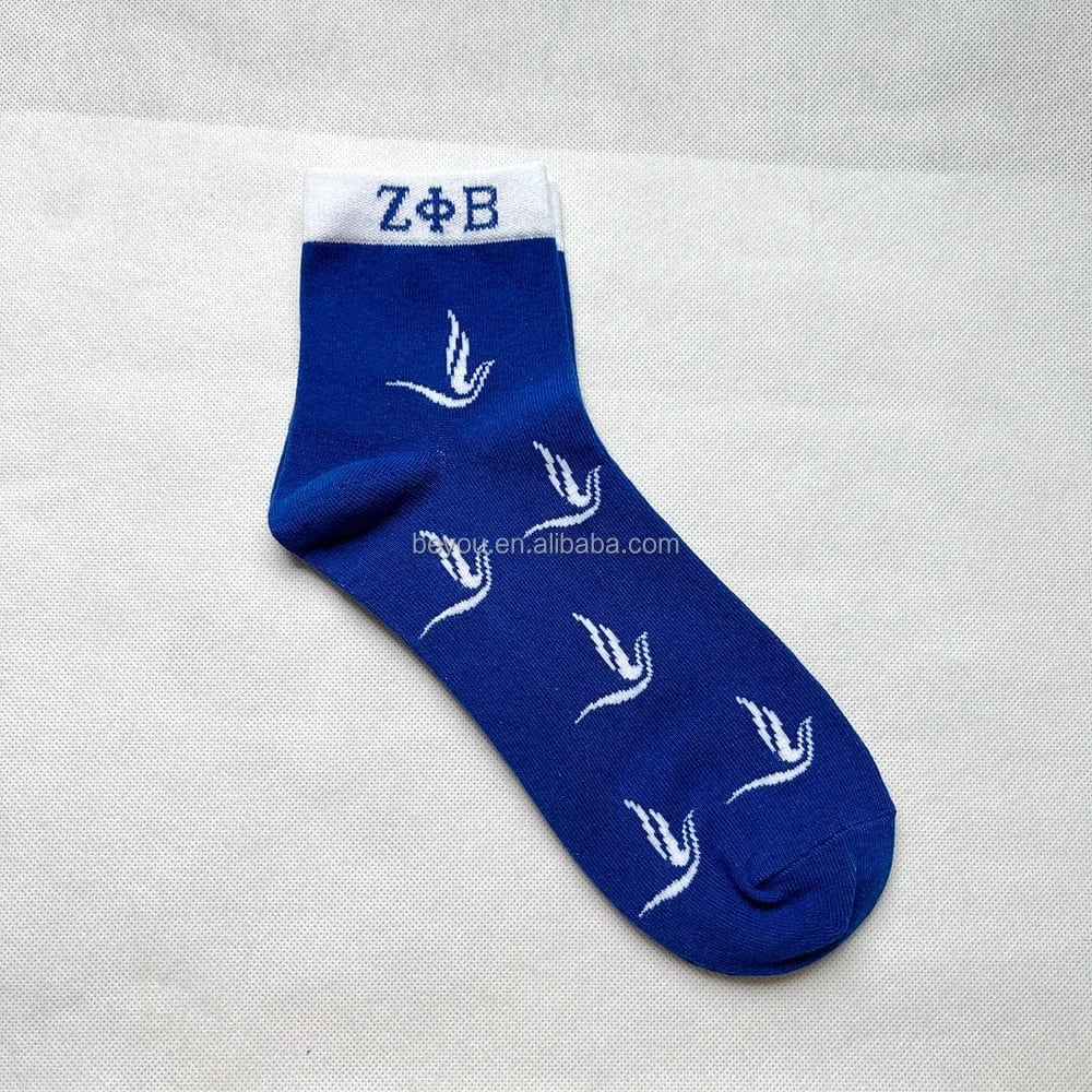 Custom Letter Logo Organization Different Pattern Sorority Personalized Versatile ZOB Cotton Sock Zeta Phi Beta Dove 1920 Socks