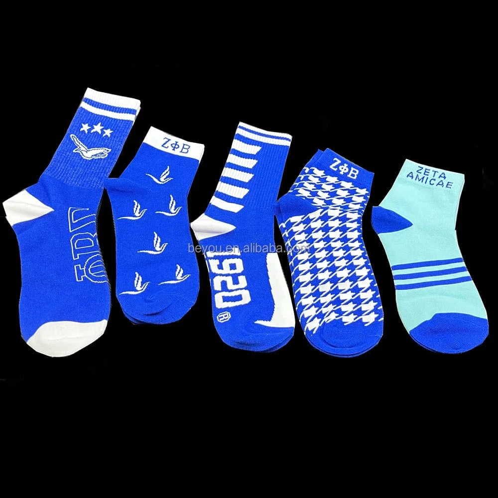 Custom Letter Logo Organization Different Pattern Sorority Personalized Versatile ZOB Cotton Sock Zeta Phi Beta Dove 1920 Socks