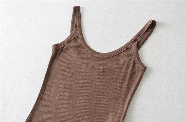 Custom Logo Bodysuit Top Women's Casual Workout Bodysuits for Women Solid Sleeveless Ribbed Knit Bodysuit