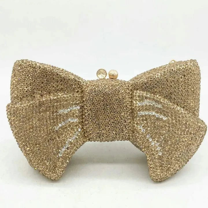 Custom Logo China Supplier bow evening crystal  purses Bow Clutch Bow Shape Clutch