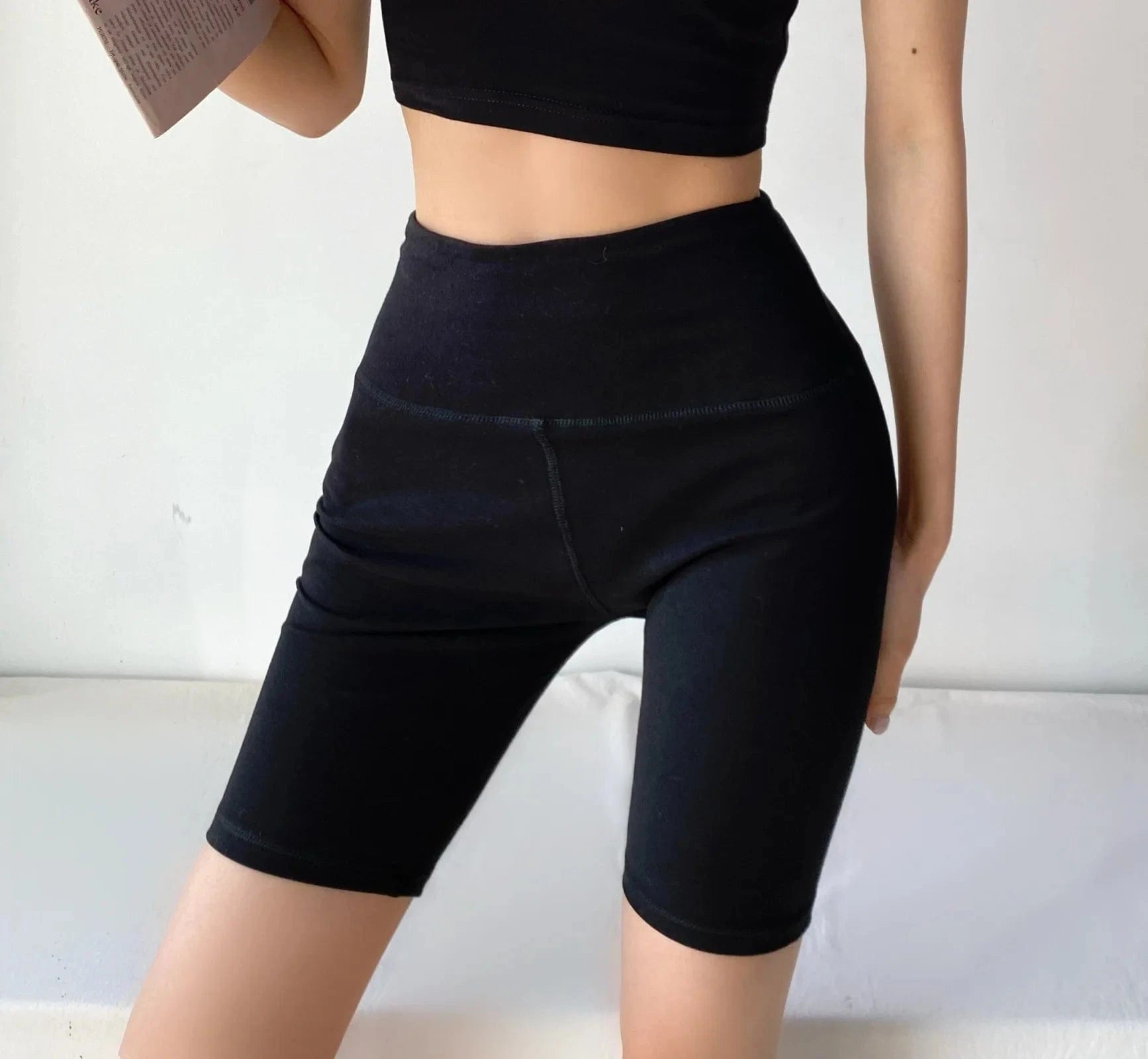 Custom logo crew neck cotton fleece sweatshirt raw edge for fitness outfit wear with yoga biker shorts legging match set