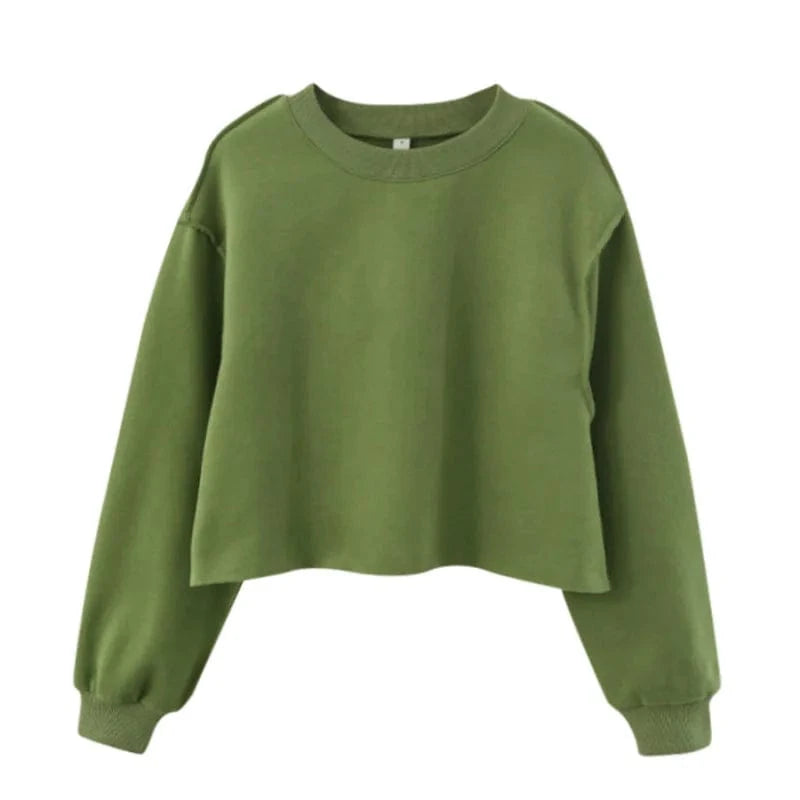 Custom logo crew neck cotton fleece sweatshirt raw edge for fitness outfit wear with yoga biker shorts legging match set