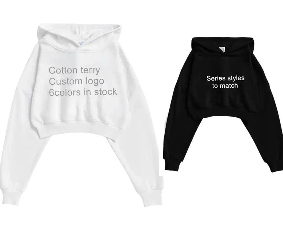 Custom logo Crop hoodie and pleated short tennis skirts matched sport running wear Tennis wear for women