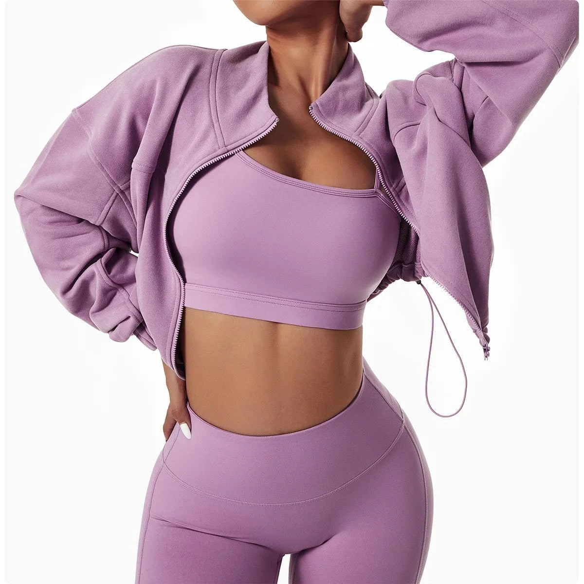 Custom Logo Recyle yoga two piece pant set women Sportswear  Zip Up Jacket and High Waist Legging Activewear yoga Set
