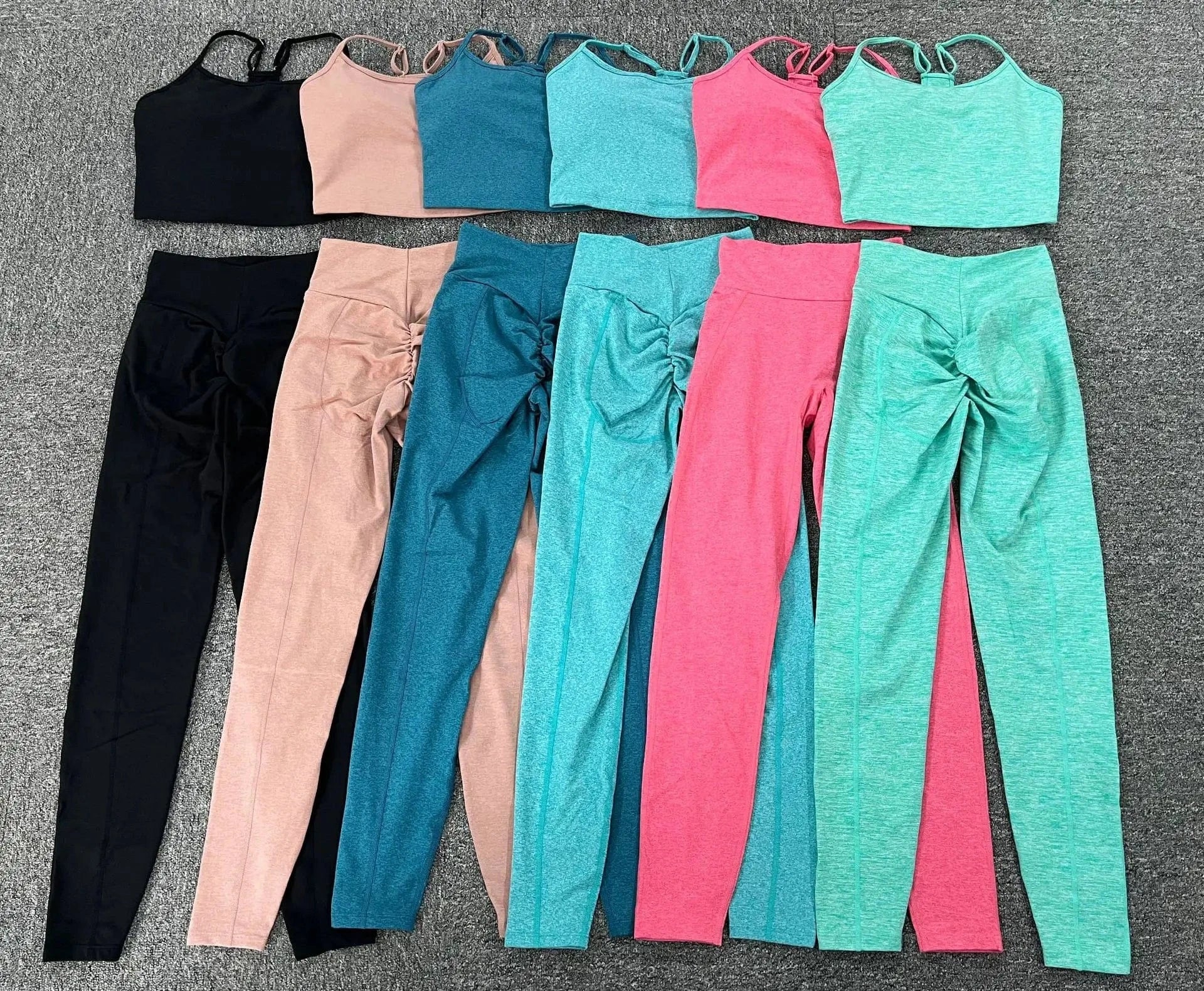 Custom Logo Women two pieces set Sportswear Crop top padded High Waist Leggings Suit Active Wear Athletic Gym Fitness Yoga Sets