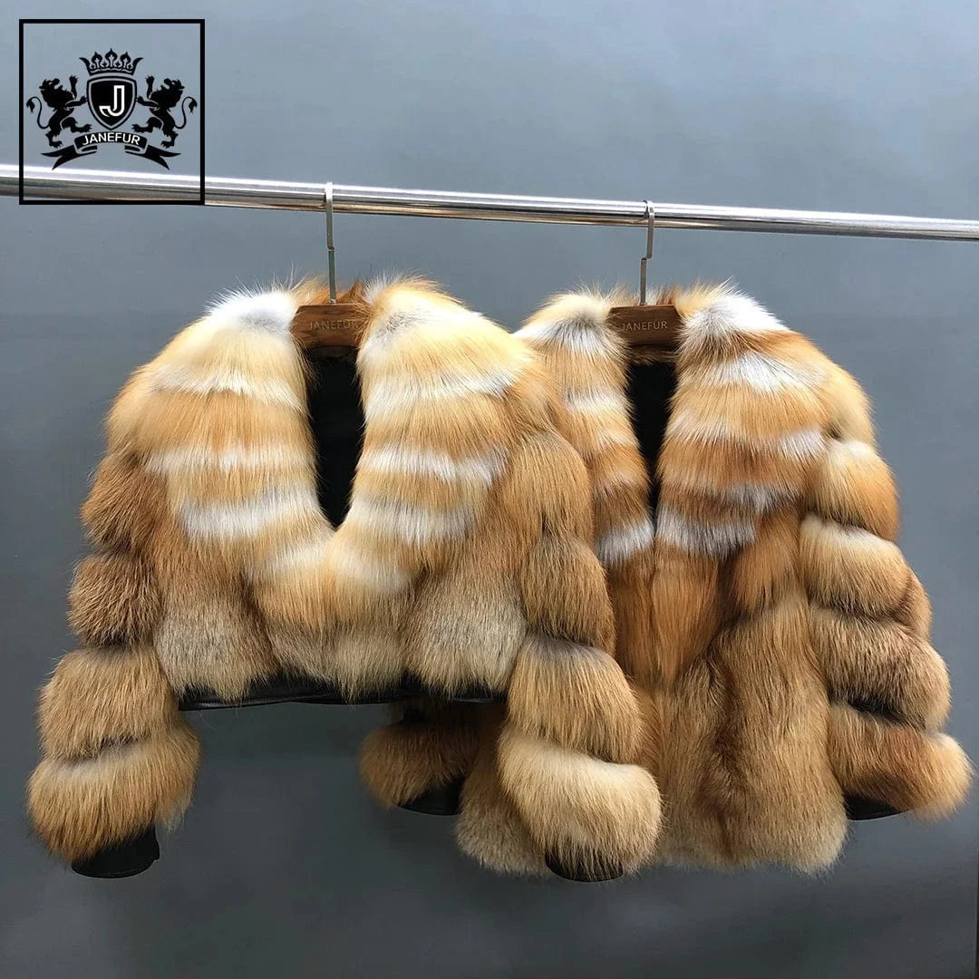Custom Long and Short Style Fashion Women Fluffy Winter Real Red Fox Fur Coat