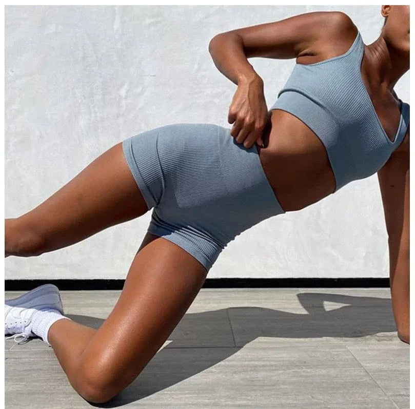 Custom New Solid Color Fashion Two Piece Women Clothing Sexy Yoga Sport Bra Leggings Set Gym Wear Women