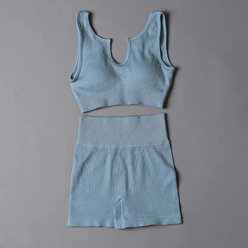 Custom New Solid Color Fashion Two Piece Women Clothing Sexy Yoga Sport Bra Leggings Set Gym Wear Women