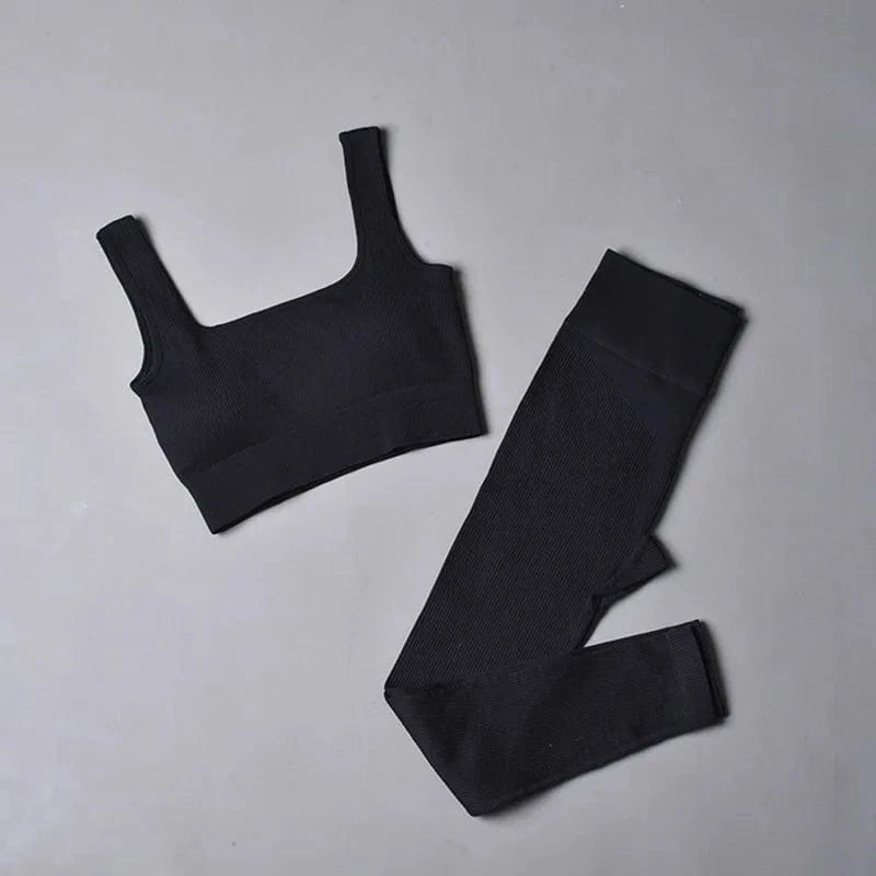 Custom New Solid Color Fashion Two Piece Women Clothing Sexy Yoga Sport Bra Leggings Set Gym Wear Women
