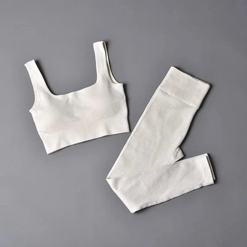 Custom New Solid Color Fashion Two Piece Women Clothing Sexy Yoga Sport Bra Leggings Set Gym Wear Women