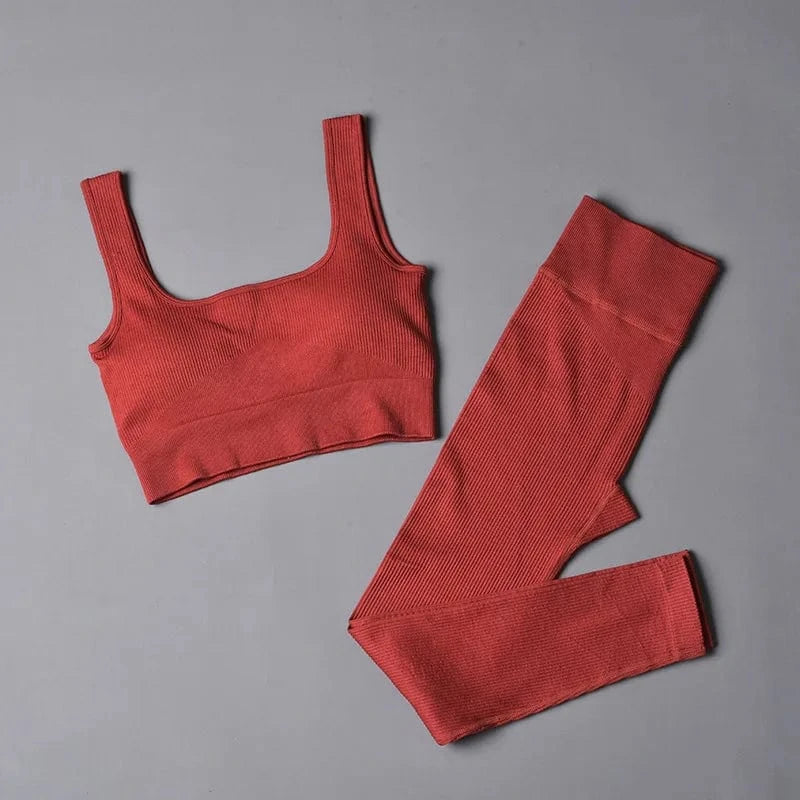 Custom New Solid Color Fashion Two Piece Women Clothing Sexy Yoga Sport Bra Leggings Set Gym Wear Women
