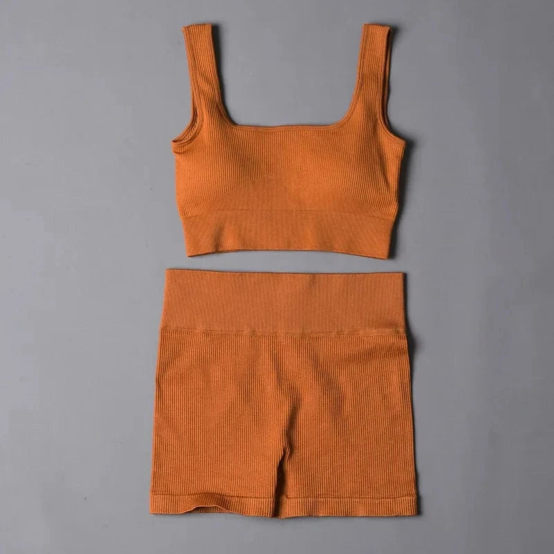 Custom New Solid Color Fashion Two Piece Women Clothing Sexy Yoga Sport Bra Leggings Set Gym Wear Women