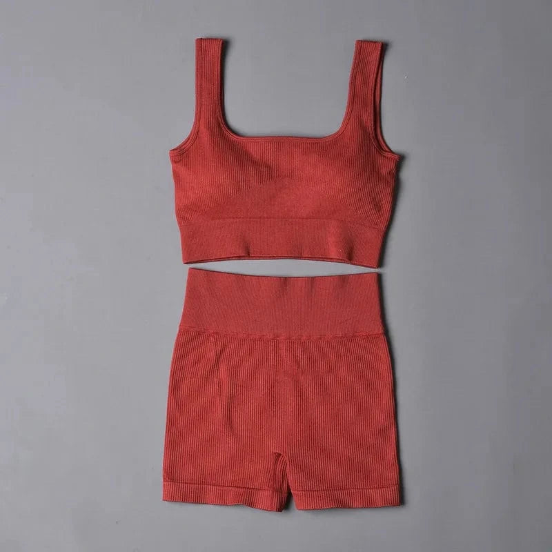Custom New Solid Color Fashion Two Piece Women Clothing Sexy Yoga Sport Bra Leggings Set Gym Wear Women