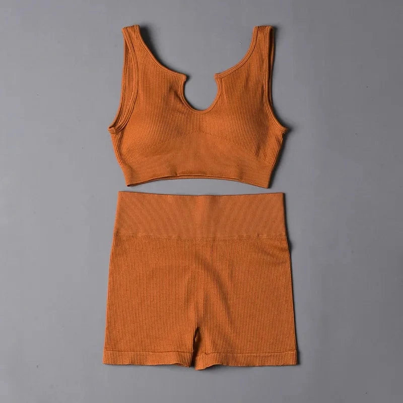 Custom New Solid Color Fashion Two Piece Women Clothing Sexy Yoga Sport Bra Leggings Set Gym Wear Women
