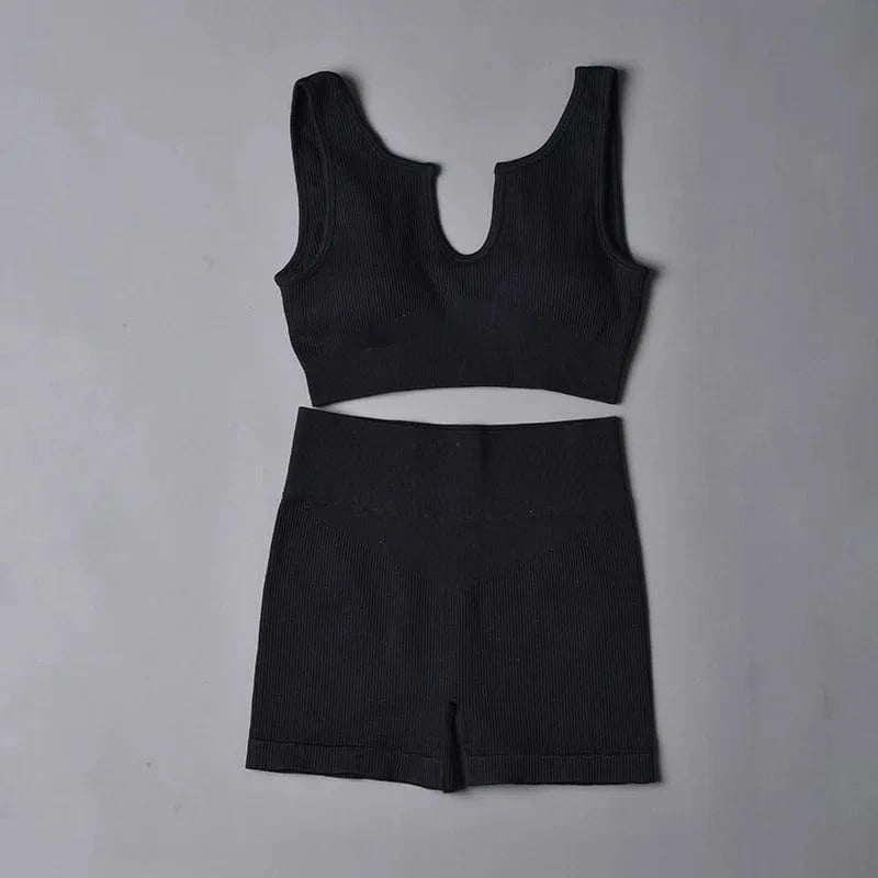 Custom New Solid Color Fashion Two Piece Women Clothing Sexy Yoga Sport Bra Leggings Set Gym Wear Women