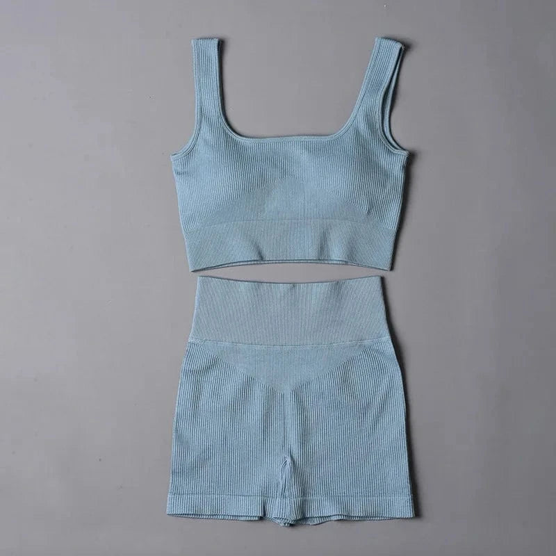 Custom New Solid Color Fashion Two Piece Women Clothing Sexy Yoga Sport Bra Leggings Set Gym Wear Women