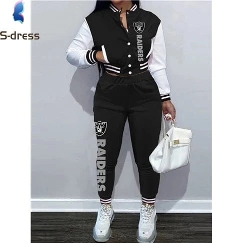 Custom  plus size women's sets sport botton baseball uniforms sweatsuit ladies jacket and pants women two piece set
