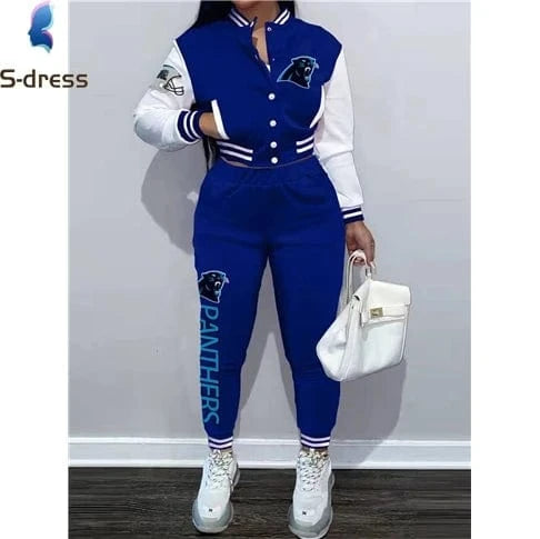 Custom  plus size women's sets sport botton baseball uniforms sweatsuit ladies jacket and pants women two piece set