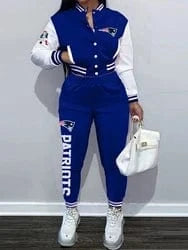 Custom  plus size women's sets sport botton baseball uniforms sweatsuit ladies jacket and pants women two piece set