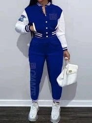 Custom  plus size women's sets sport botton baseball uniforms sweatsuit ladies jacket and pants women two piece set