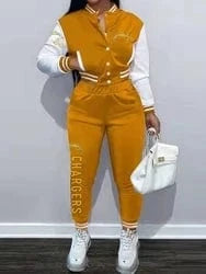 Custom  plus size women's sets sport botton baseball uniforms sweatsuit ladies jacket and pants women two piece set