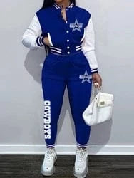 Custom  plus size women's sets sport botton baseball uniforms sweatsuit ladies jacket and pants women two piece set
