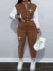 Custom  plus size women's sets sport botton baseball uniforms sweatsuit ladies jacket and pants women two piece set