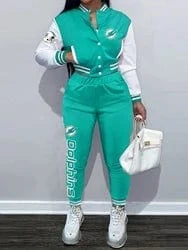 Custom  plus size women's sets sport botton baseball uniforms sweatsuit ladies jacket and pants women two piece set