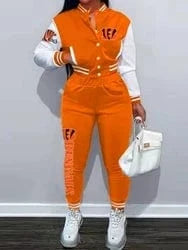 Custom  plus size women's sets sport botton baseball uniforms sweatsuit ladies jacket and pants women two piece set