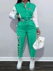 Custom  plus size women's sets sport botton baseball uniforms sweatsuit ladies jacket and pants women two piece set