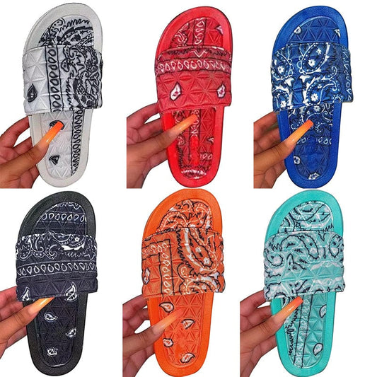 Custom Sandalias New Style Bandanna Women Bandana Slides Bandana Slippers