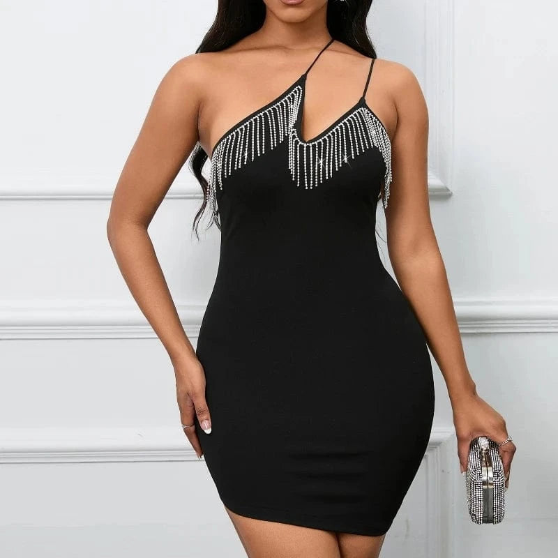 Custom Sexy Solid Crew Neck Hollow Out Bodycon Dress Spring black Casual Mini Night Club Evening women Dress