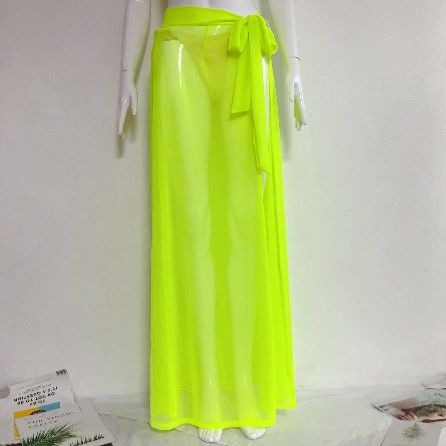 Custom Size / green OEM Factory Wholesale Accept Custom Solid Color Lace Women's Smock Beach Cover Up Long Skirt  Bikini Swimwear