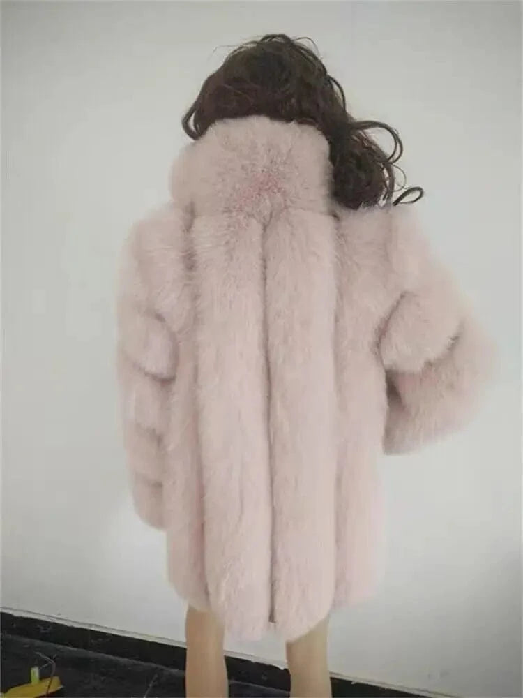 Custom Winter Real Luxury Fur Coats Leather Long Short Coat Jacket For Women Elegant