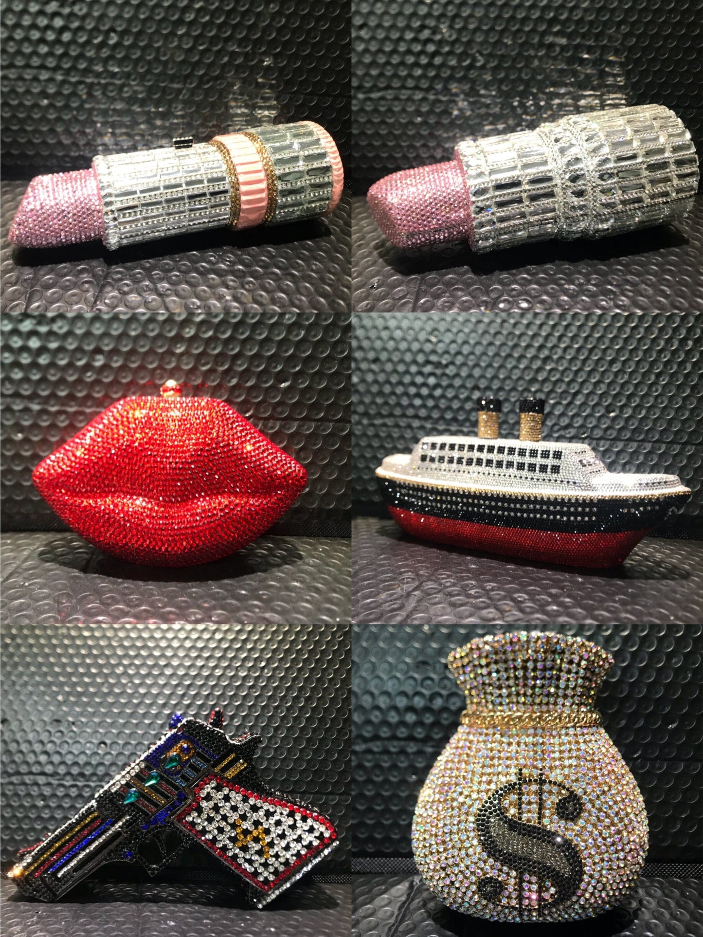 Custom Women bling diamond party skull handbag hand rhinestone Pumpkin ice cream clutch Butterfly owl Swan  purse evening bags