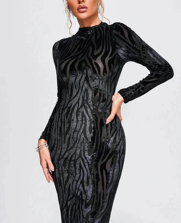 customize / Black BA348 New Fashion Dress Round Neck Long Sleeve Elegant Evening Dresses High Quality Casual Party Bodycon Midi Vestidos