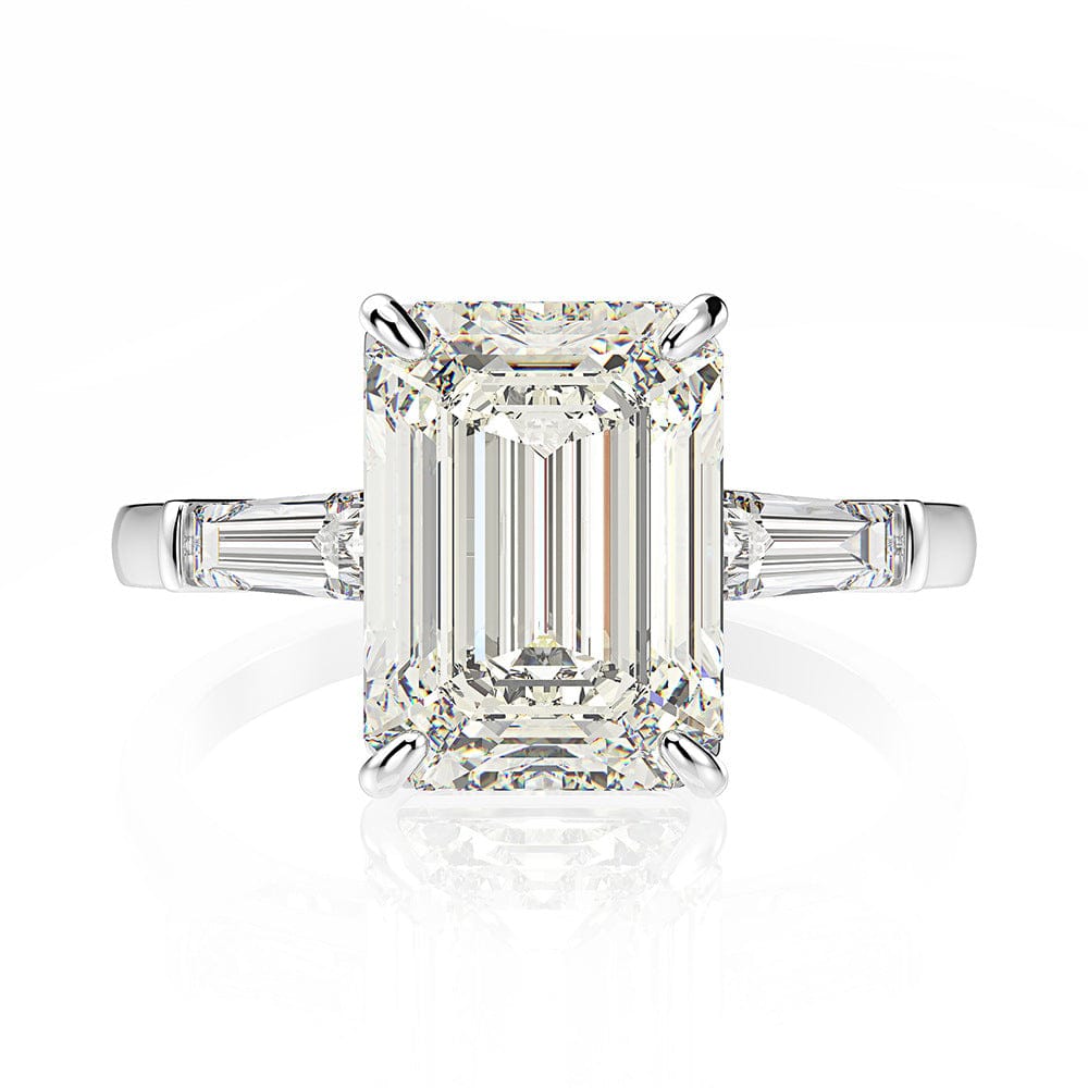 Customized 1/2/3/4/5ct Emerald Cut Female Engagement Moissanite Stone Rings Platinum / 18K Solid Gold Moissanite Diamond Ring