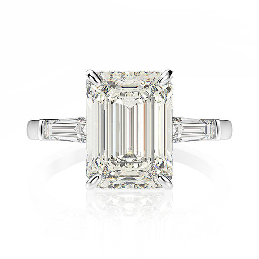 Customized 1/2/3/4/5ct Emerald Cut Female Engagement Moissanite Stone Rings Platinum / 18K Solid Gold Moissanite Diamond Ring